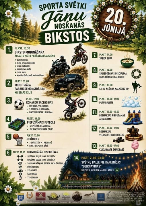 Bikstos sporta svētki notiks Jāņu noskaņās