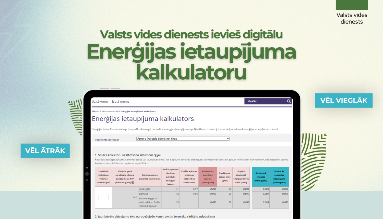 VVD ievieš digitālu enerģijas ietaupījuma kalkulatoru